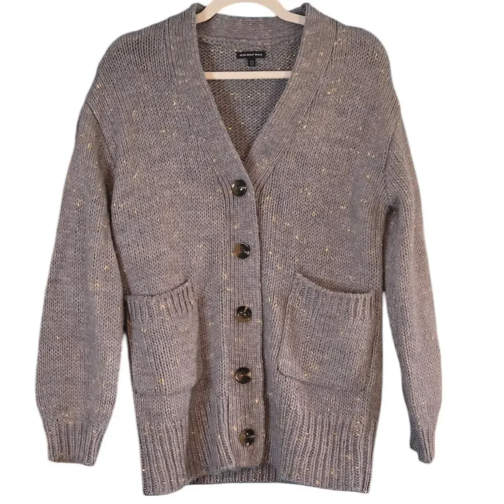 Who What Wear Cardigan Size XS Gray and Gold - Picture 1 of 5